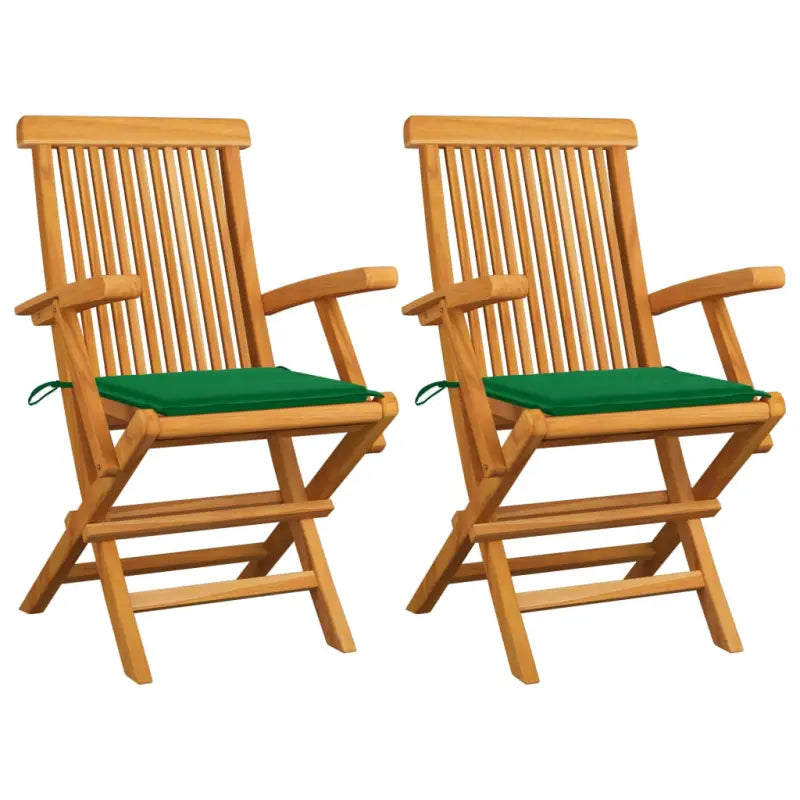 Fijn geschuurde houten tuinstoelen set voor tuin en terras - Groen / 2 - Tuinstoelen