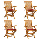 Fijn geschuurde houten tuinstoelen set voor tuin en terras - Rood / 4 - Tuinstoelen
