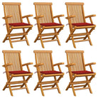 Fijn geschuurde houten tuinstoelen set voor tuin en terras - Rood / 6 - Tuinstoelen