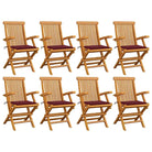 Fijn geschuurde houten tuinstoelen set voor tuin en terras - Wijnrood / 8 - Tuinstoelen