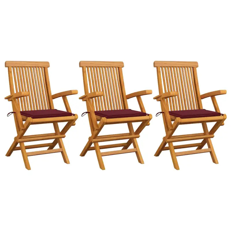 Fijn geschuurde houten tuinstoelen set voor tuin en terras - Wijnrood / 3 - Tuinstoelen
