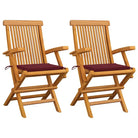 Fijn geschuurde houten tuinstoelen set voor tuin en terras - Wijnrood / 2 - Tuinstoelen