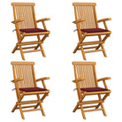 Fijn geschuurde houten tuinstoelen set voor tuin en terras - Wijnrood / 4 - Tuinstoelen