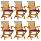 Fijn geschuurde houten tuinstoelen set voor tuin en terras - Wijnrood / 6 - Tuinstoelen