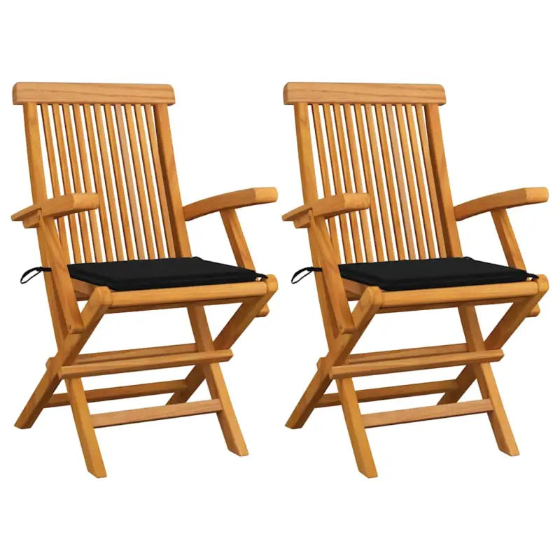Fijn geschuurde houten tuinstoelen set voor tuin en terras - Zwart / 2 - Tuinstoelen