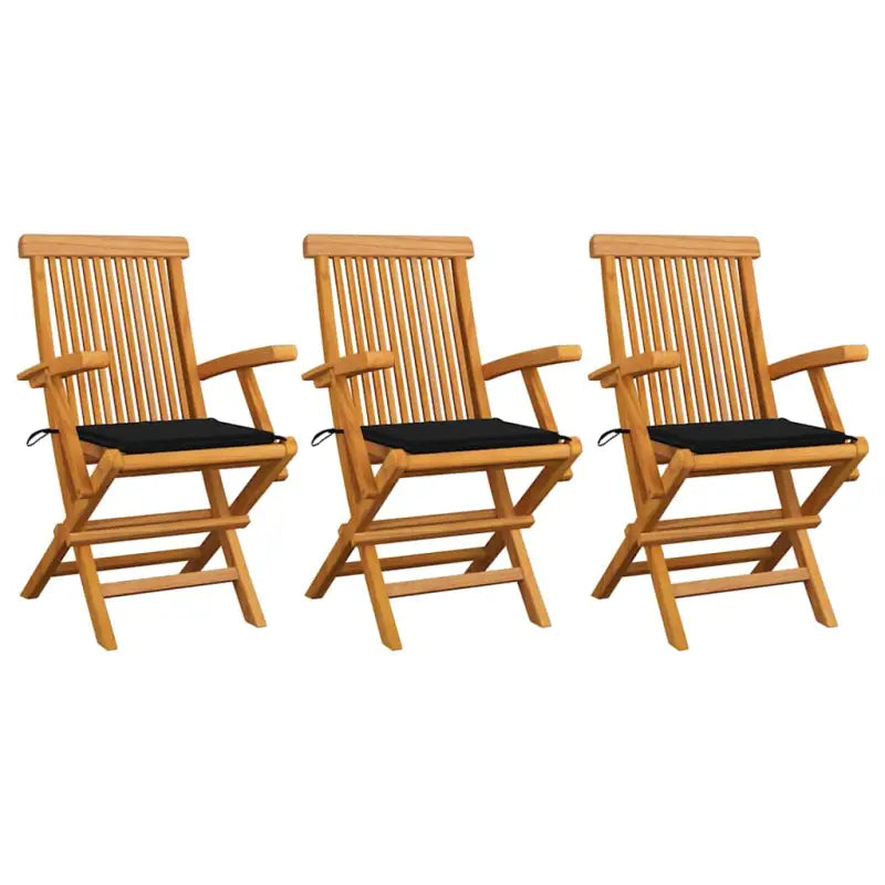 Fijn geschuurde houten tuinstoelen set voor tuin en terras - Zwart / 3 - Tuinstoelen