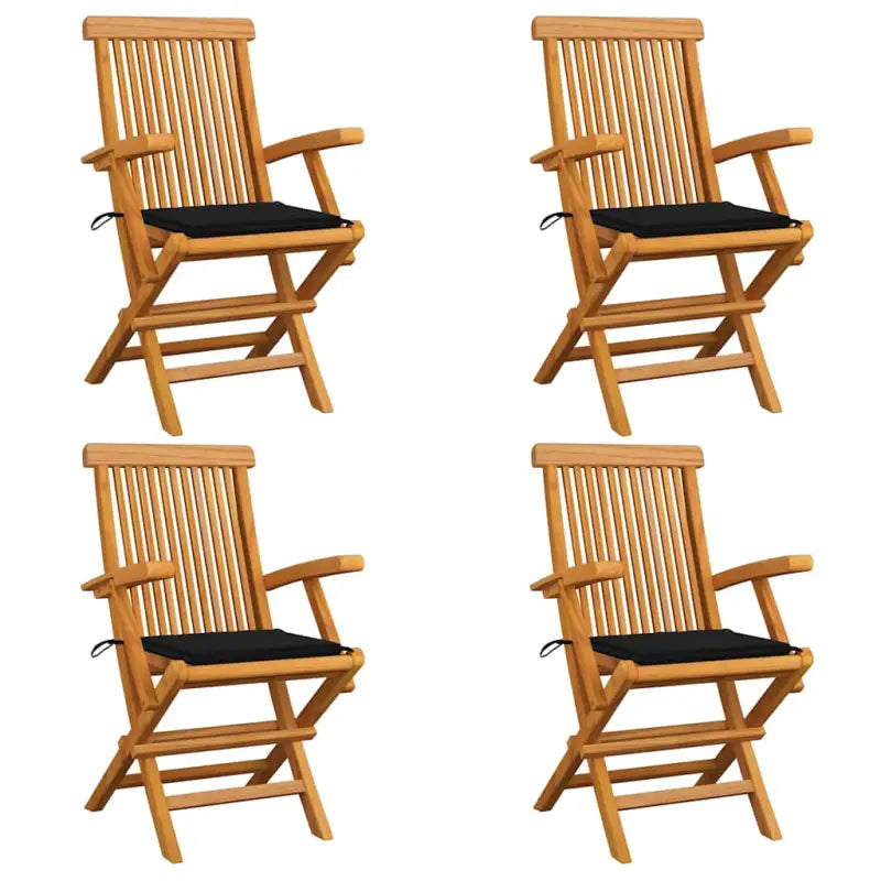 Fijn geschuurde houten tuinstoelen set voor tuin en terras - Zwart / 4 - Tuinstoelen