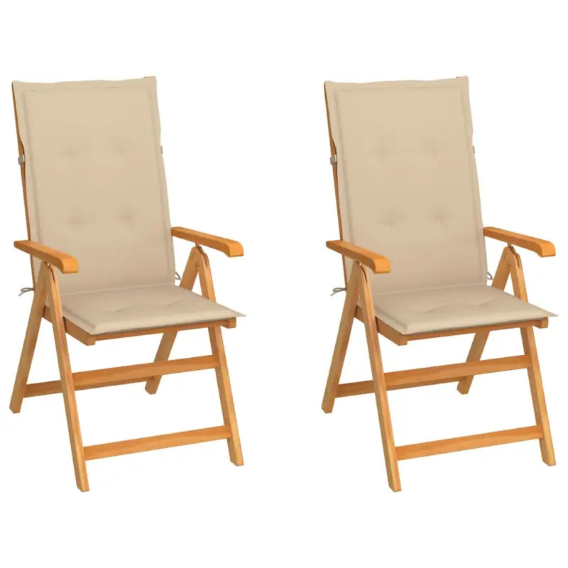 Fijn geschuurde houten tuinstoelen voor ontspanning en gezelligheid - Beige / 2 - Tuinstoelen