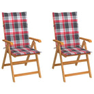 Fijn geschuurde houten tuinstoelen voor ontspanning en gezelligheid - Rood ruitpatroon / 2 - Tuinstoelen