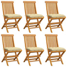 Fijn geschuurde Inklapbare Houten Tuinstoelen met Elegant Design - Crème / 6 - Tuinstoelen