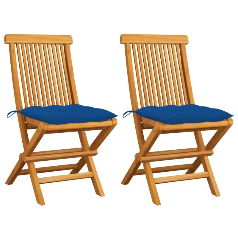 Fijn geschuurde Inklapbare Houten Tuinstoelen met Elegant Design - Blauw / 2 - Tuinstoelen