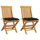 Fijn geschuurde Inklapbare Houten Tuinstoelen met Elegant Design - Zwart / 2 - Tuinstoelen