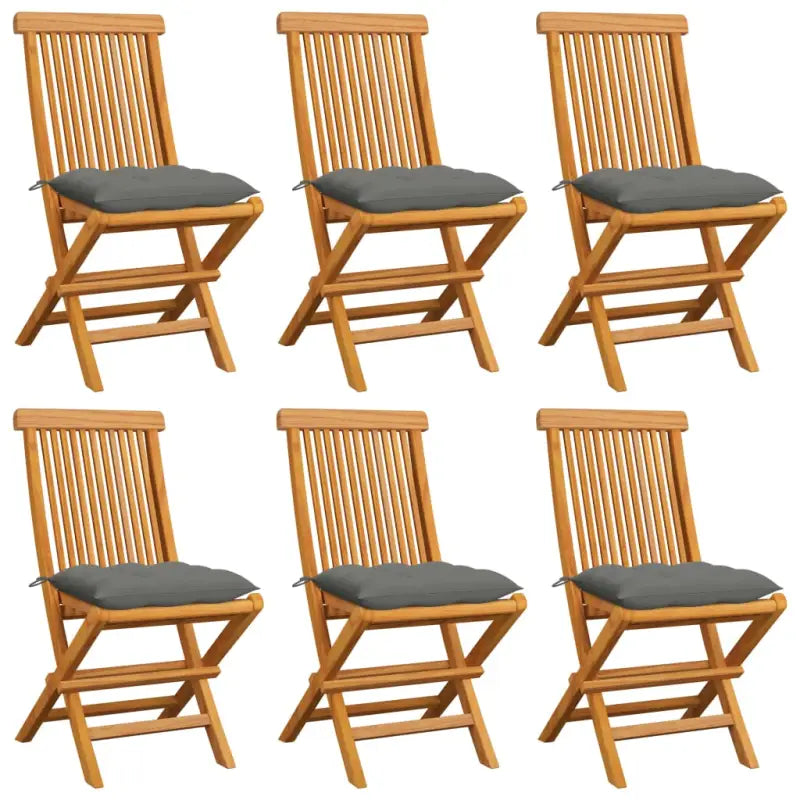 Fijn geschuurde Inklapbare Houten Tuinstoelen met Elegant Design - Grijs / 6 - Tuinstoelen