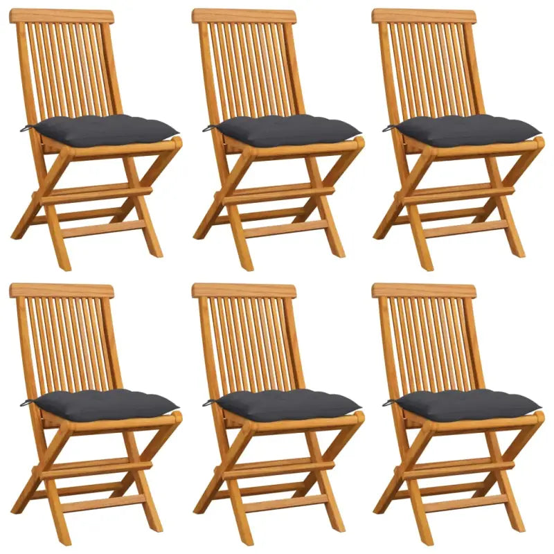 Fijn geschuurde Inklapbare Houten Tuinstoelen met Elegant Design - Antraciet / 6 - Tuinstoelen