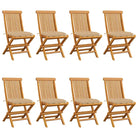Fijn geschuurde Inklapbare Houten Tuinstoelen met Elegant Design - Beige / 8 - Tuinstoelen