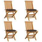 Fijn geschuurde Inklapbare Houten Tuinstoelen met Elegant Design - Taupe / 4 - Tuinstoelen