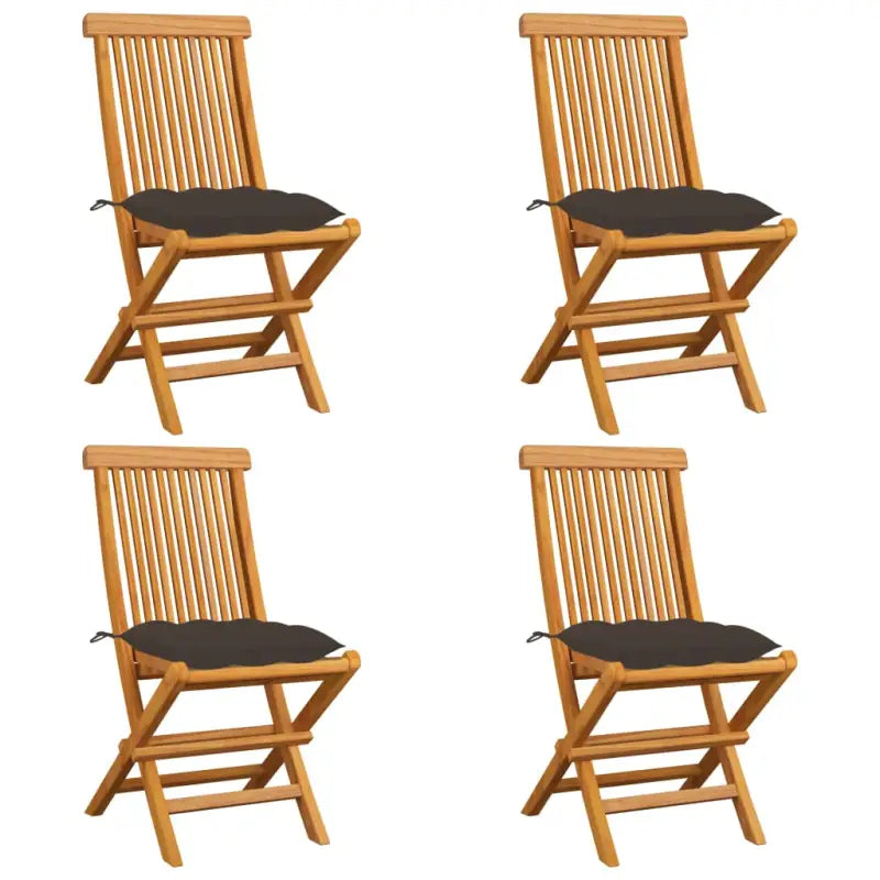 Fijn geschuurde Inklapbare Houten Tuinstoelen met Elegant Design - Taupe / 4 - Tuinstoelen