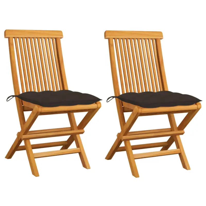Fijn geschuurde Inklapbare Houten Tuinstoelen met Elegant Design - Taupe / 2 - Tuinstoelen