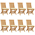 Fijn geschuurde Inklapbare Houten Tuinstoelen met Elegant Design - Crème / 8 - Tuinstoelen