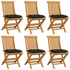 Fijn geschuurde Inklapbare Houten Tuinstoelen met Elegant Design - Zwart / 6 - Tuinstoelen