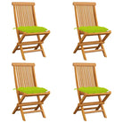 Fijn geschuurde Inklapbare Houten Tuinstoelen met Elegant Design - Heldergroen / 4 - Tuinstoelen