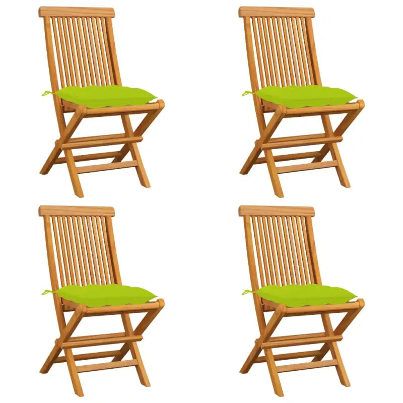 Fijn geschuurde Inklapbare Houten Tuinstoelen met Elegant Design - Heldergroen / 4 - Tuinstoelen