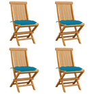 Fijn geschuurde Inklapbare Houten Tuinstoelen met Elegant Design - lichtblauw / 4 - Tuinstoelen