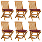 Fijn geschuurde Inklapbare Houten Tuinstoelen met Elegant Design - Wijnrood / 6 - Tuinstoelen