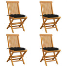 Fijn geschuurde Inklapbare Houten Tuinstoelen met Elegant Design - Zwart / 4 - Tuinstoelen