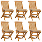 Fijn geschuurde Inklapbare Houten Tuinstoelen met Elegant Design - Beige / 6 - Tuinstoelen