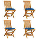 Fijn geschuurde Inklapbare Houten Tuinstoelen met Elegant Design - Blauw / 4 - Tuinstoelen