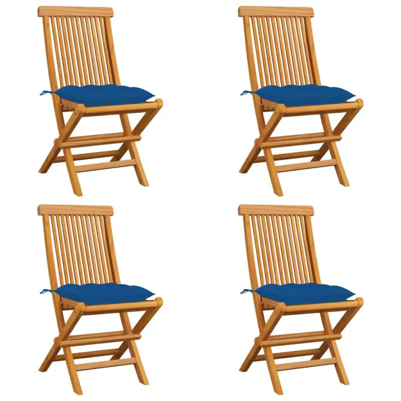 Fijn geschuurde Inklapbare Houten Tuinstoelen met Elegant Design - Blauw / 4 - Tuinstoelen