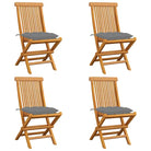 Fijn geschuurde Inklapbare Houten Tuinstoelen met Elegant Design - Grijs / 4 - Tuinstoelen