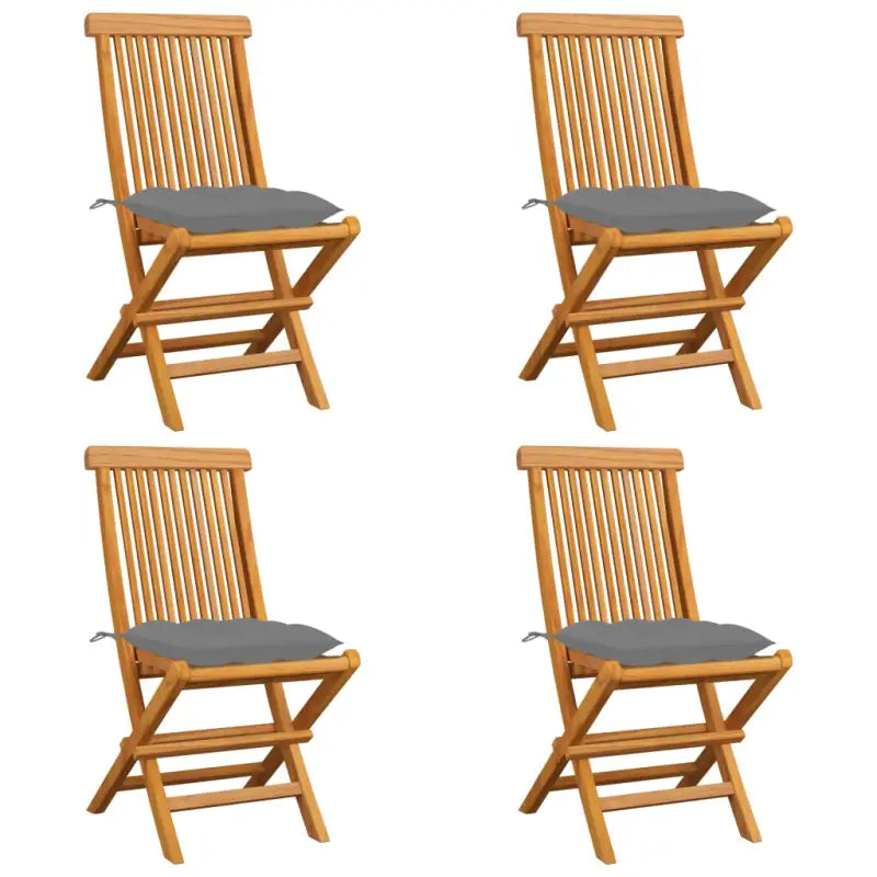 Fijn geschuurde Inklapbare Houten Tuinstoelen met Elegant Design - Grijs / 4 - Tuinstoelen