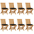 Fijn geschuurde Inklapbare Houten Tuinstoelen met Elegant Design - Zwart / 8 - Tuinstoelen