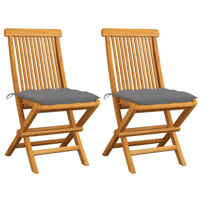 Fijn geschuurde Inklapbare Houten Tuinstoelen met Elegant Design - Grijs / 2 - Tuinstoelen