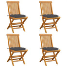 Fijn geschuurde Inklapbare Houten Tuinstoelen met Elegant Design - Antraciet / 4 - Tuinstoelen