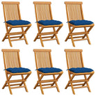 Fijn geschuurde Inklapbare Houten Tuinstoelen met Elegant Design - Blauw / 6 - Tuinstoelen