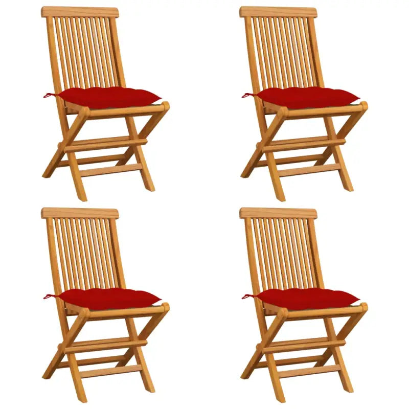 Fijn geschuurde Inklapbare Houten Tuinstoelen met Elegant Design - Rood / 4 - Tuinstoelen