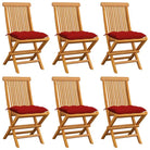 Fijn geschuurde Inklapbare Houten Tuinstoelen met Elegant Design - Rood / 6 - Tuinstoelen