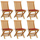 Fijn geschuurde inklapbare houten tuinstoelen met elegant ontwerp - Rood / 6 - Tuinstoelen