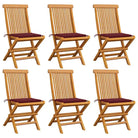 Fijn geschuurde inklapbare houten tuinstoelen met elegant ontwerp - Wijnrood / 6 - Tuinstoelen
