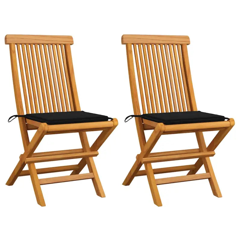 Fijn geschuurde inklapbare houten tuinstoelen met elegant ontwerp - Zwart / 2 - Tuinstoelen