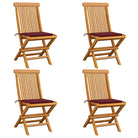 Fijn geschuurde inklapbare houten tuinstoelen met elegant ontwerp - Wijnrood / 4 - Tuinstoelen