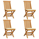 Fijn geschuurde inklapbare houten tuinstoelen met elegant ontwerp - Crème / 4 - Tuinstoelen