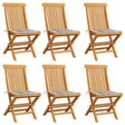 Fijn geschuurde inklapbare houten tuinstoelen met elegant ontwerp - Grijs ruitpatroon / 6 - Tuinstoelen