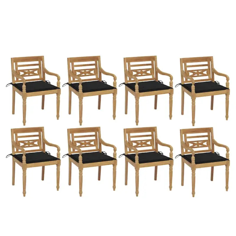 Fijn geschuurde Teakhouten Batavia Tuinstoelen voor een rustieke sfeer - Zwart / 8 - Tuinstoelen