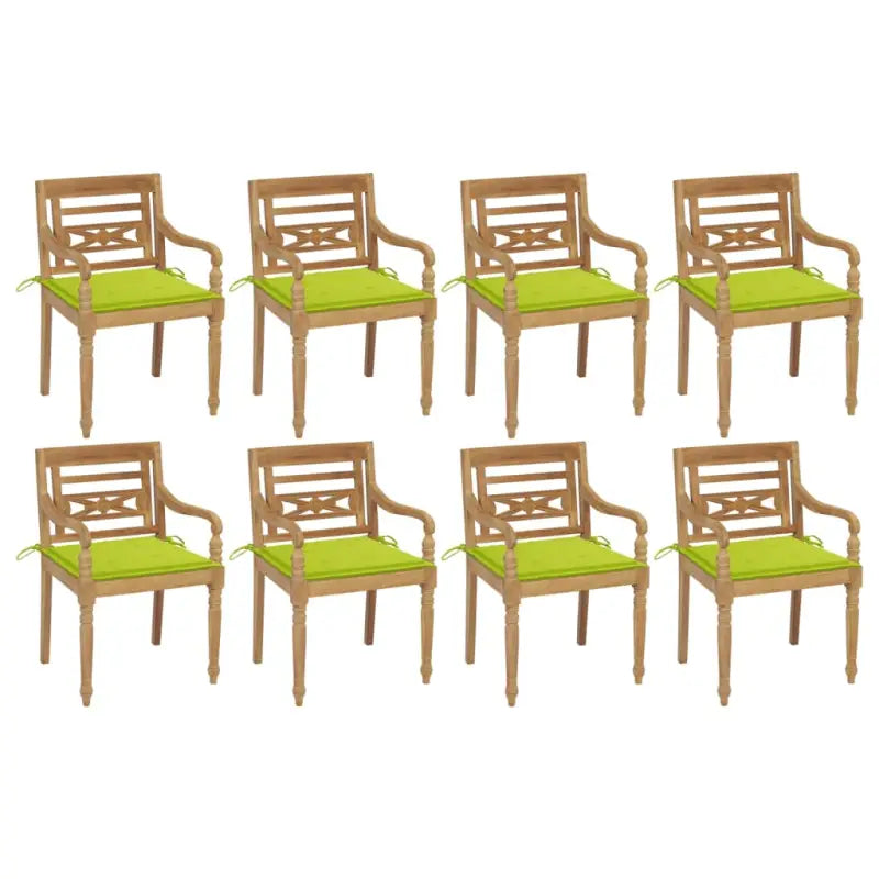 Fijn geschuurde Teakhouten Batavia Tuinstoelen voor een rustieke sfeer - Heldergroen / 8 - Tuinstoelen