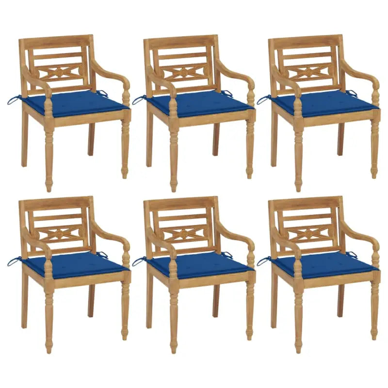 Fijn geschuurde Teakhouten Batavia Tuinstoelen voor een rustieke sfeer - koningsblauw / 6 - Tuinstoelen