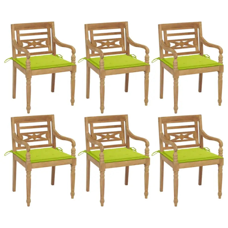 Fijn geschuurde Teakhouten Batavia Tuinstoelen voor een rustieke sfeer - Heldergroen / 6 - Tuinstoelen